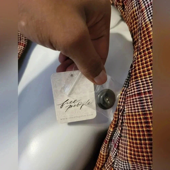 Free People Simply Plaid Linen Blend Oversized One Button Slouchy Blazer(S) - Picture 11 of 12